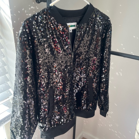 NWOT Tipsy Elves size Small Black Sequin Bomber Jacket - Picture 5 of 7